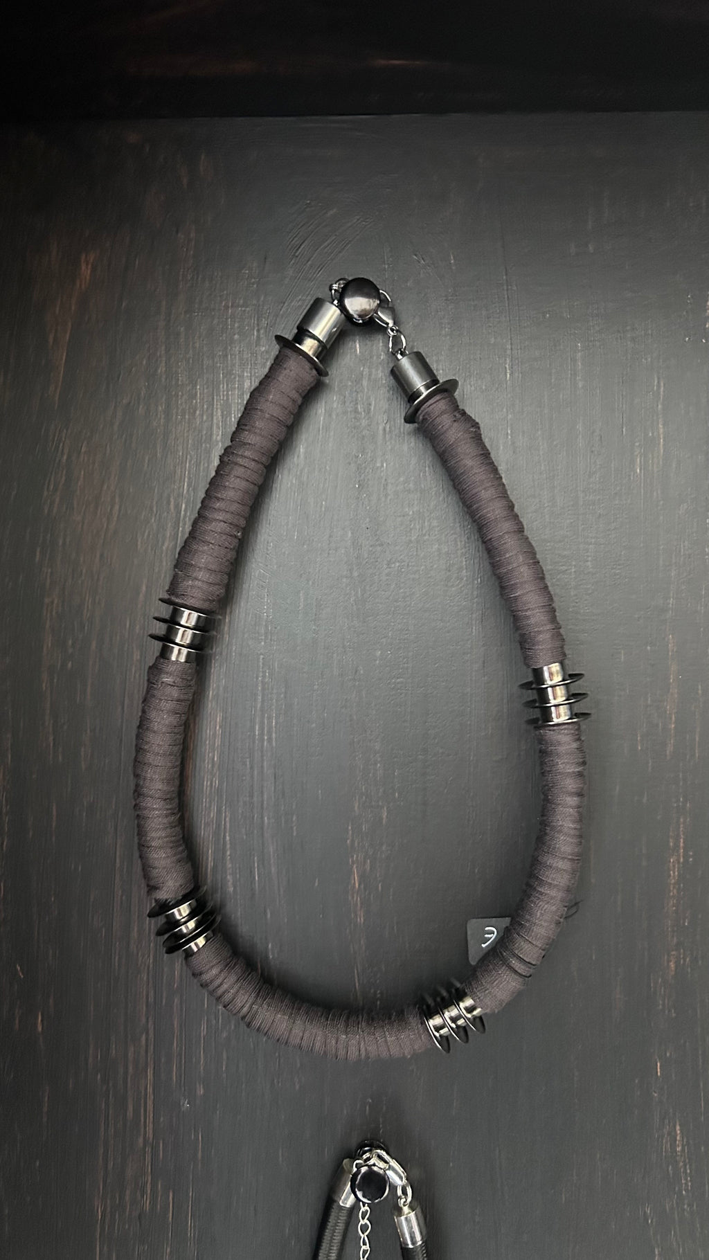 Upcycled Taupe Brown Boho Chunky Necklace