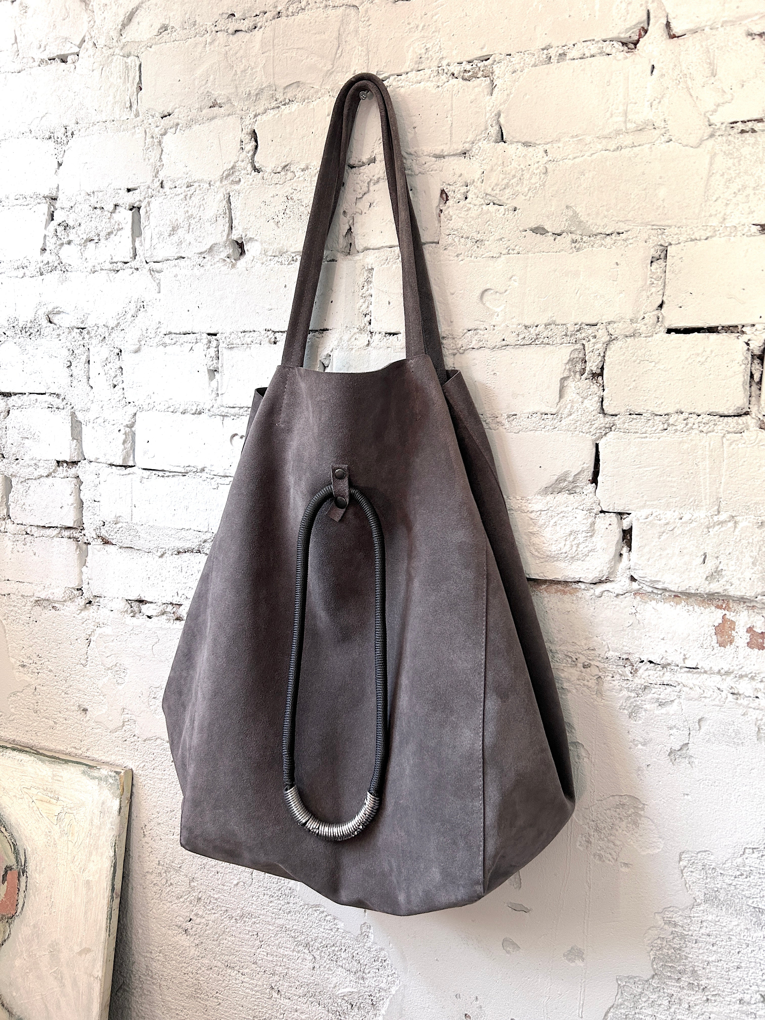 Slouch Large Real Suede Bag with Chunky Charm