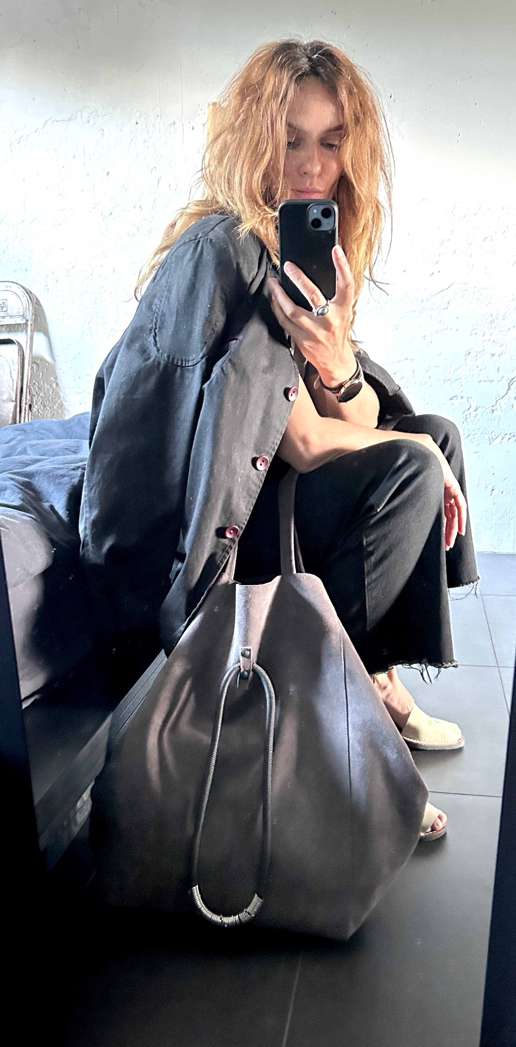 Slouch Large Real Suede Bag with Chunky Charm