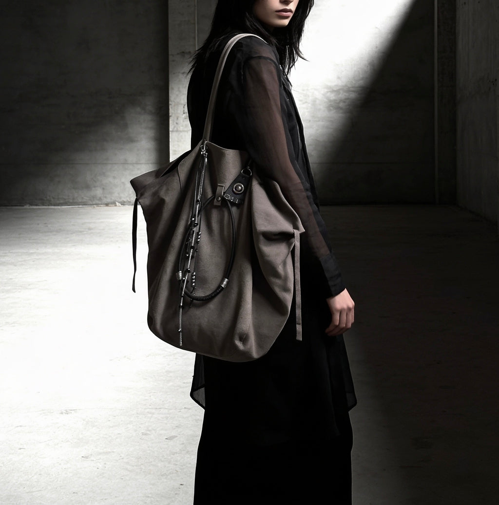 Suede Large Tote Bag with Charms
