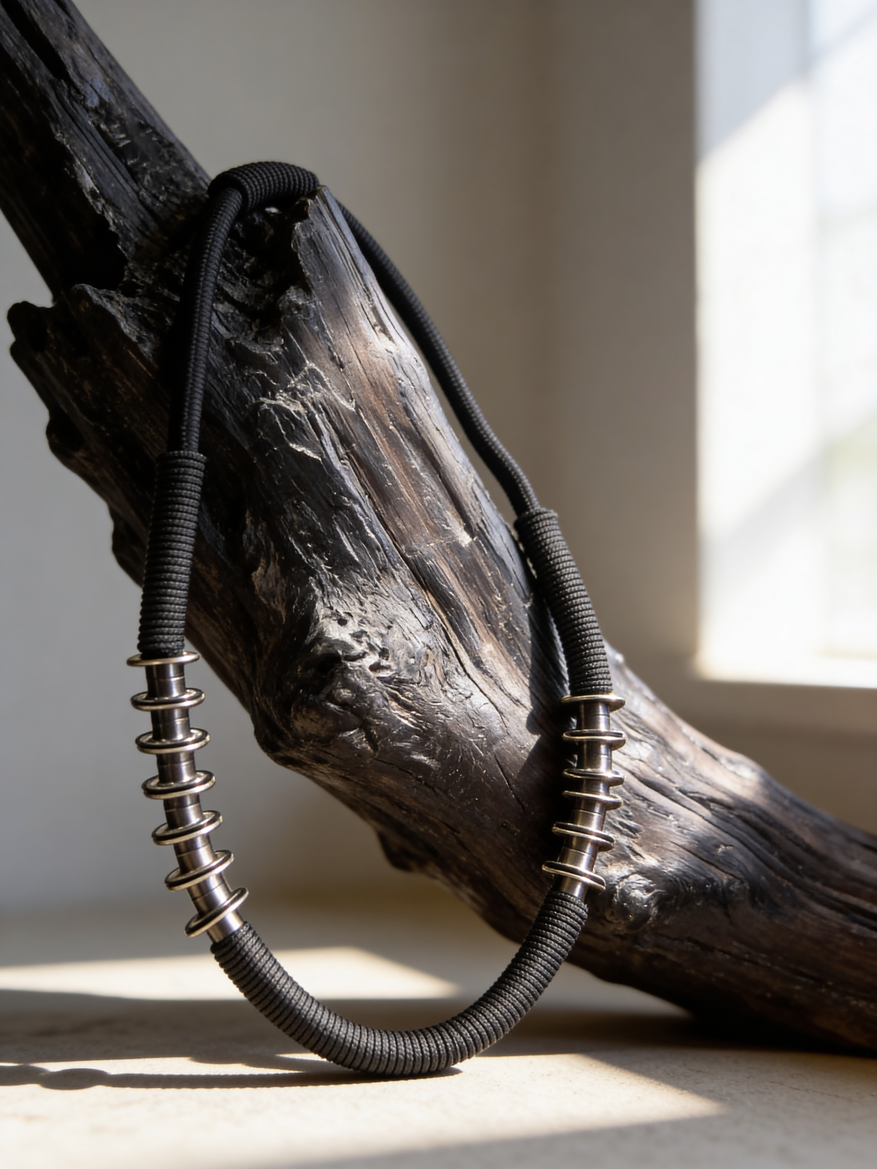 Architectured Chunky Massive Necklace With Brass Metal Rings