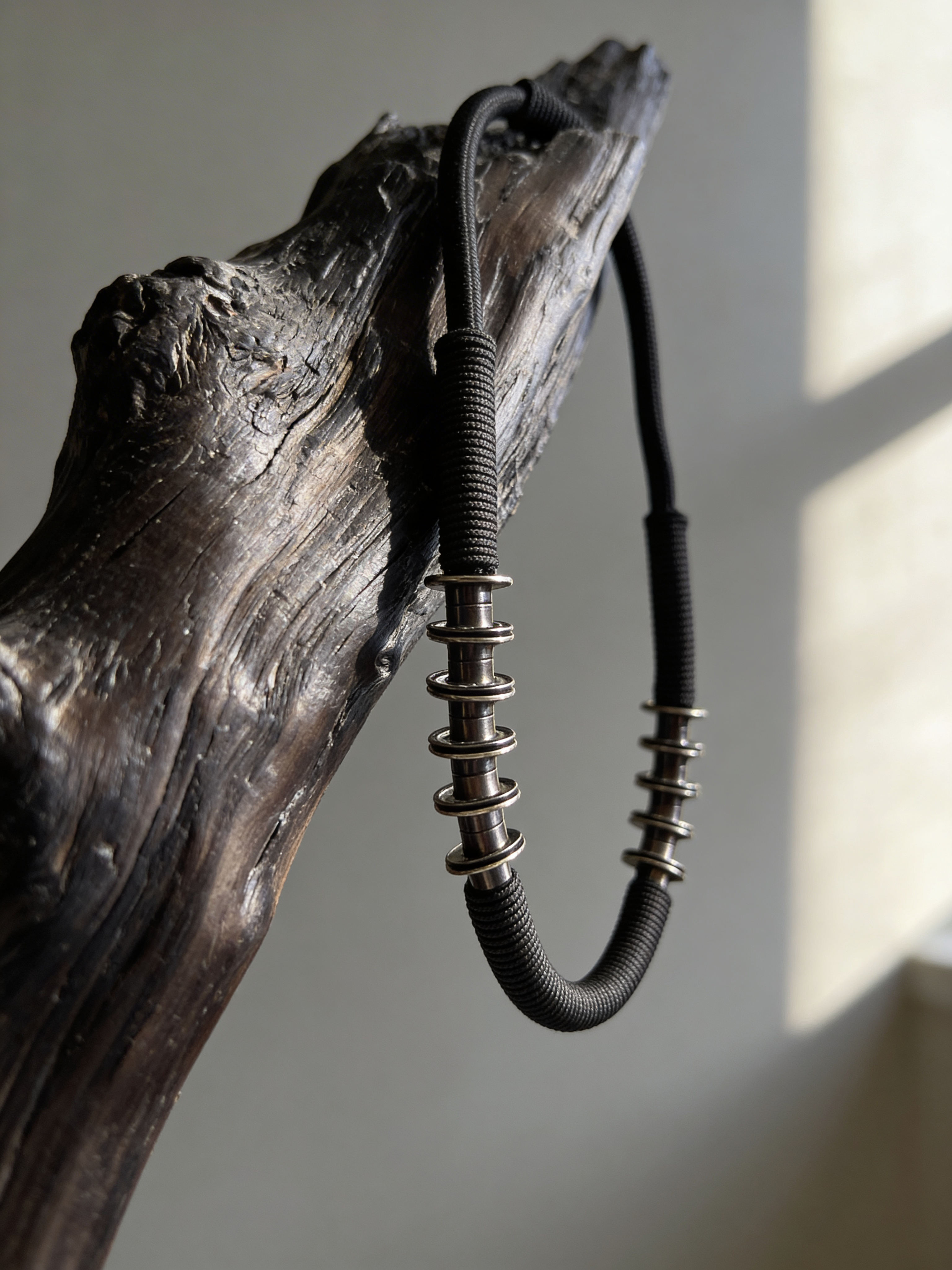 Architectured Chunky Massive Necklace With Brass Metal Rings