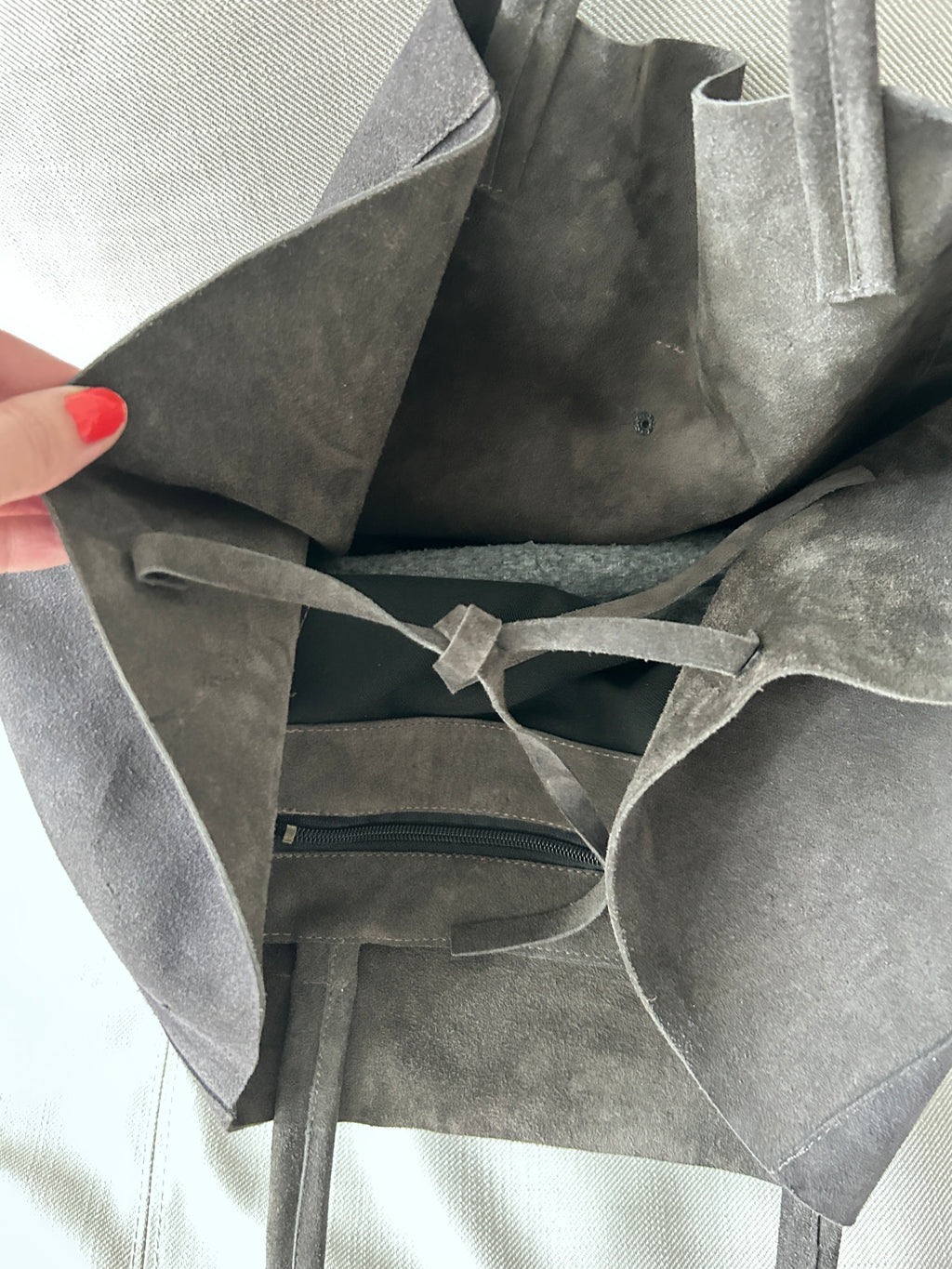 Suede Large Tote Bag with Charms