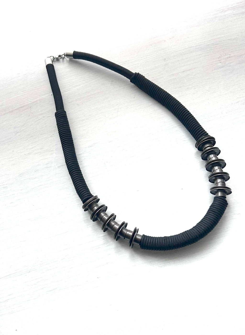 Architectured Chunky Massive Necklace With Brass Metal Rings