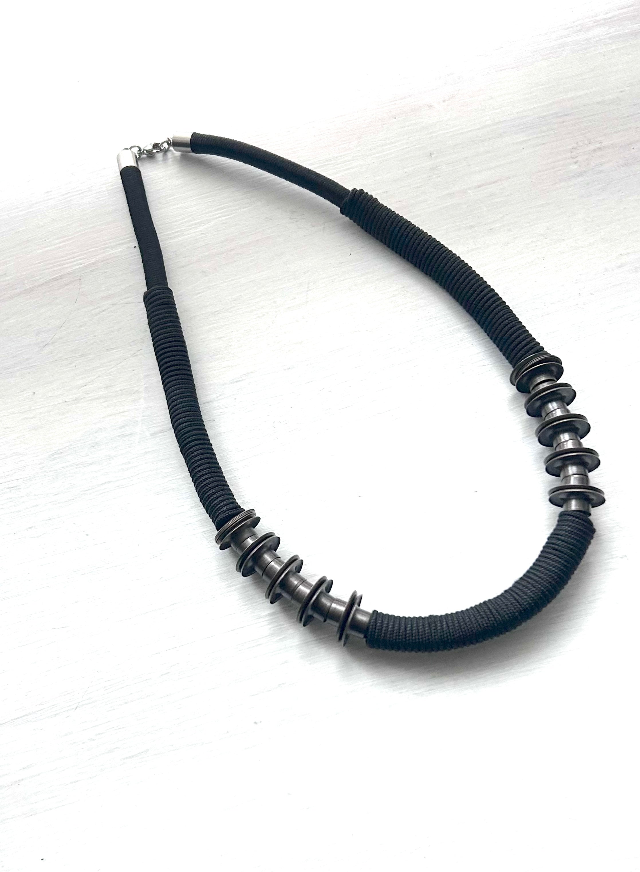 Architectured Chunky Massive Necklace With Brass Metal Rings