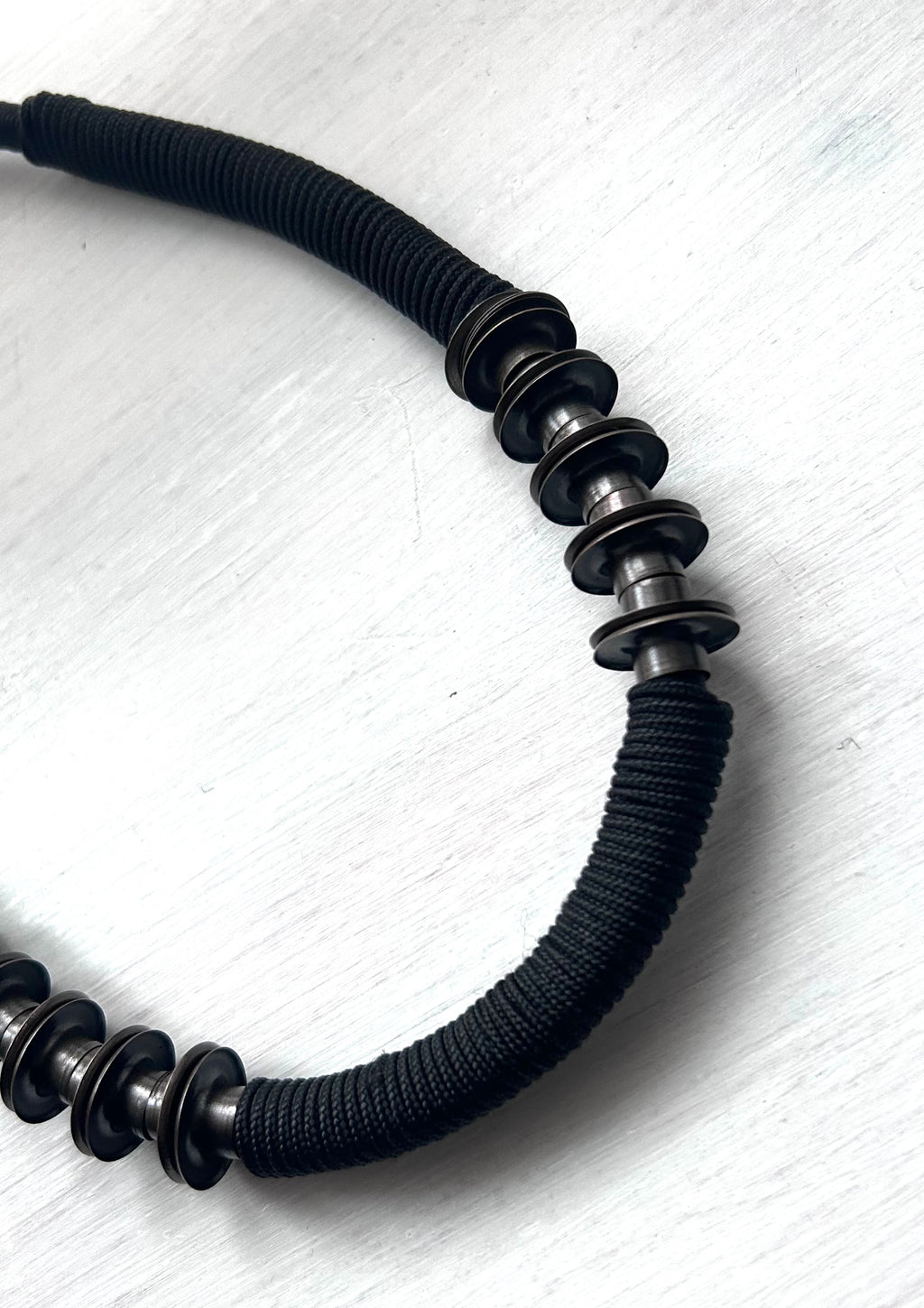 Architectured Chunky Massive Necklace With Brass Metal Rings