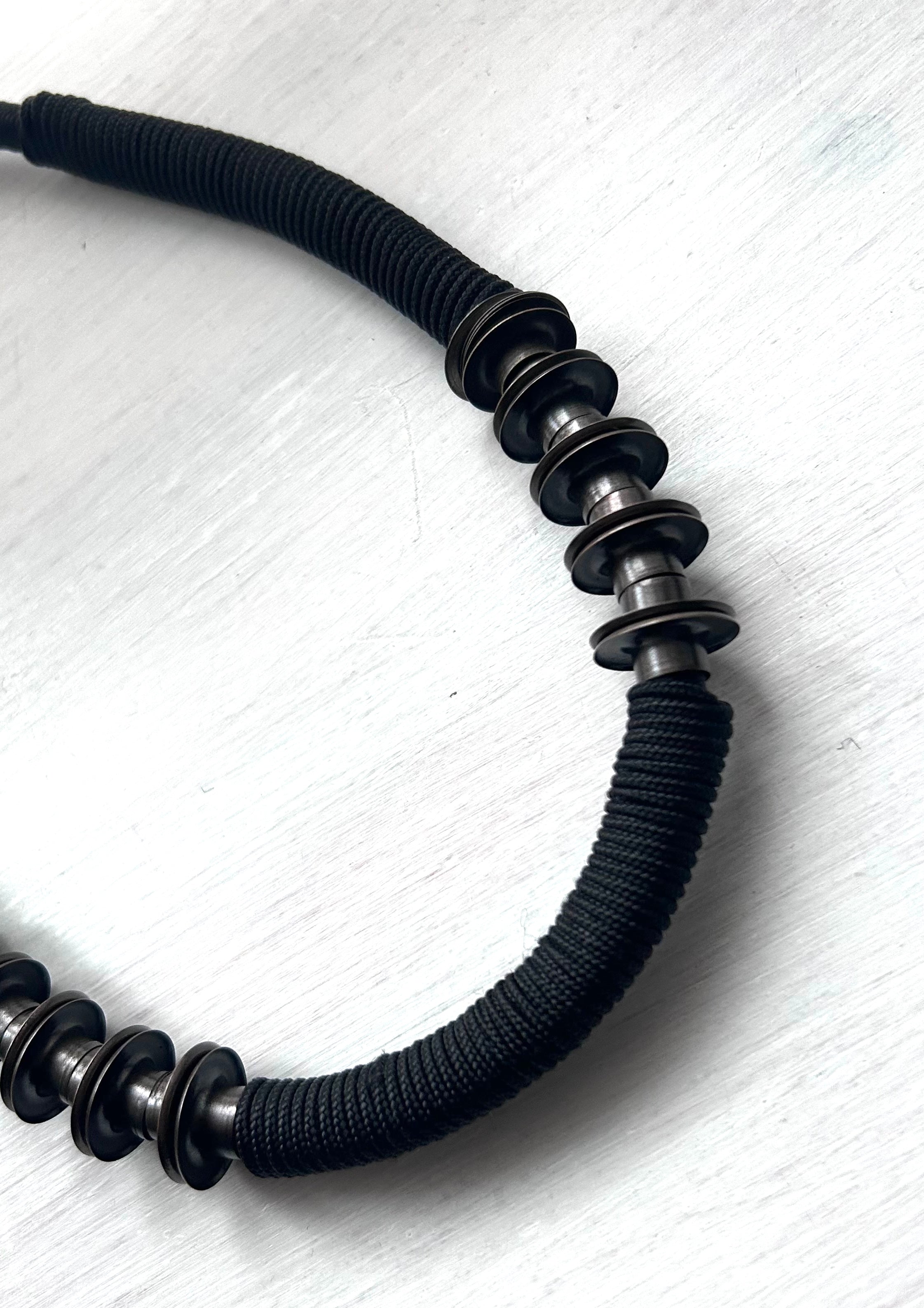 Architectured Chunky Massive Necklace With Brass Metal Rings