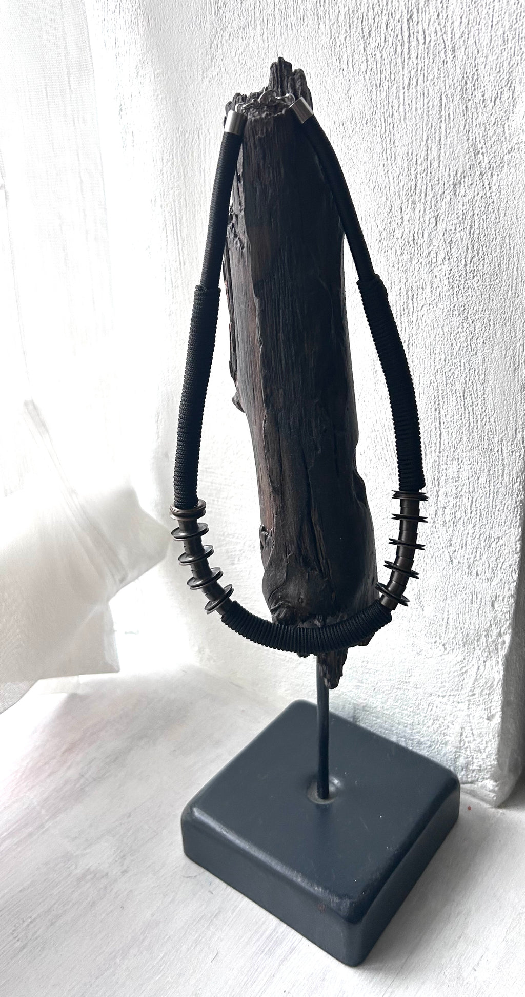 Architectured Chunky Massive Necklace With Brass Metal Rings