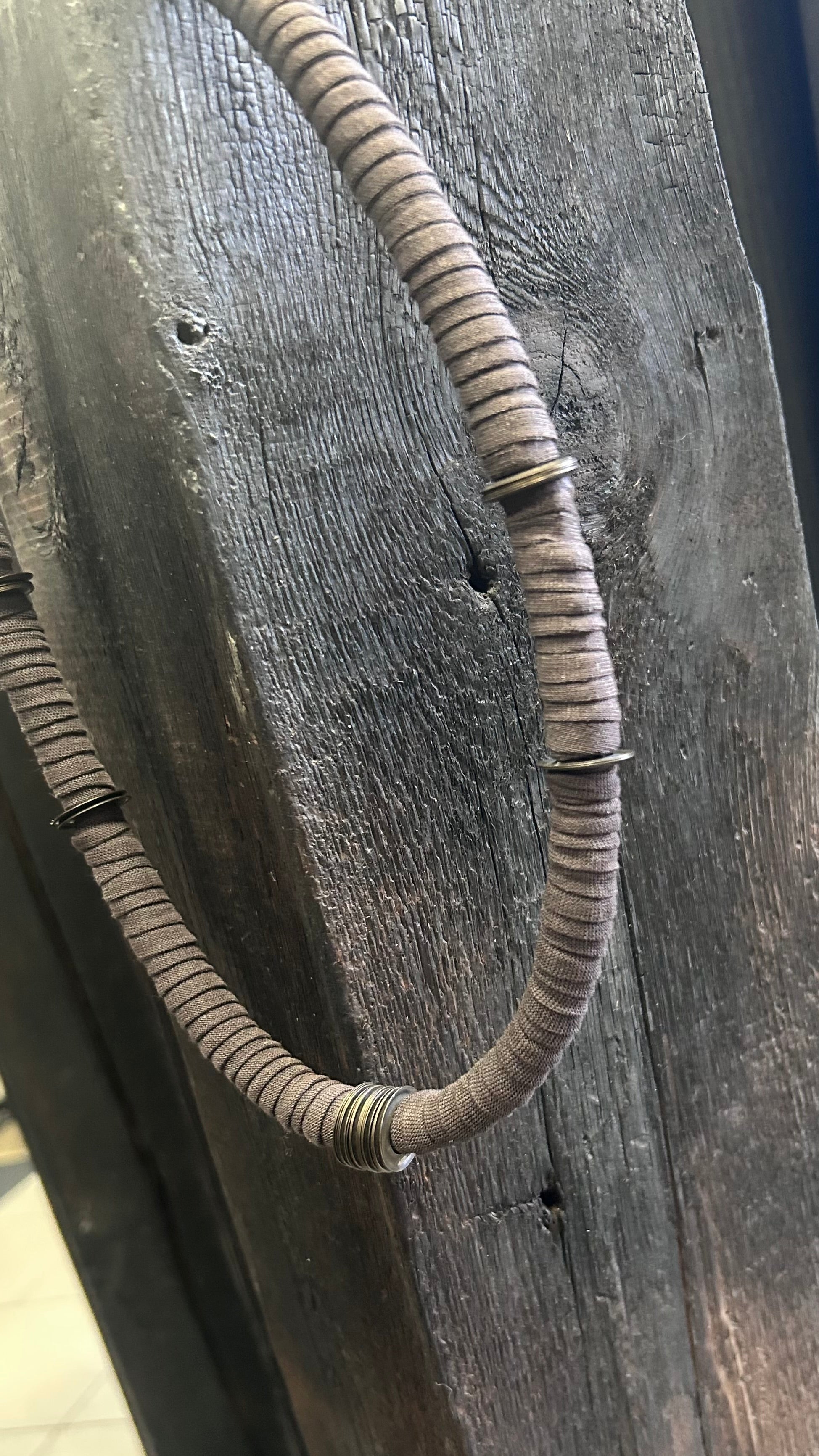 Upcycled Taupe Brown Boho Chunky Necklace