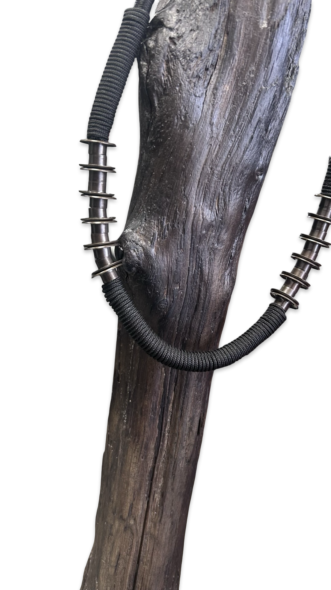 Architectured Chunky Massive Necklace With Brass Metal Rings