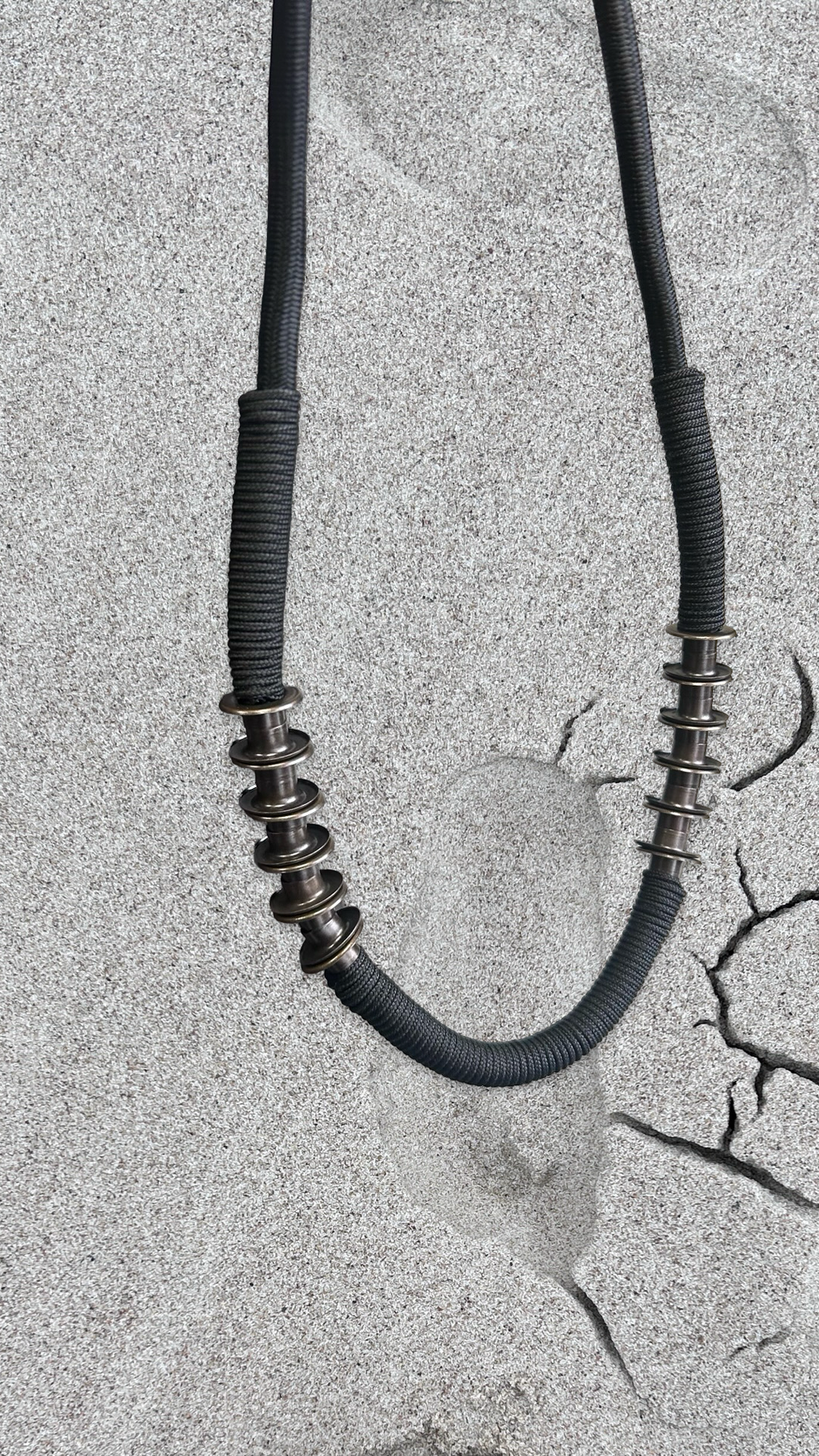 Architectured Chunky Massive Necklace With Brass Metal Rings